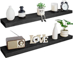 BGMG Wood Floating Shelves for Wall 60 inch Set of 2, Solid Wood Wall Mount by BGMG