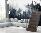 XMPMBM-Foggy Forest Fabric Wallpaper Pine Forest Living Room Bedroom Bathroom - Image 3