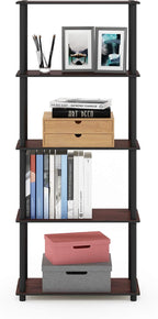 Furinno TURN-N-TUBE Storage Shelves, 5-Tier Book Shelf, Corner Shelf, Toolless - Image 4