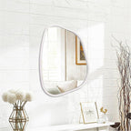Irregular Wall Mirror Asymmetrical White Mirror Modern Wood Frame Unique Shape - Image 2