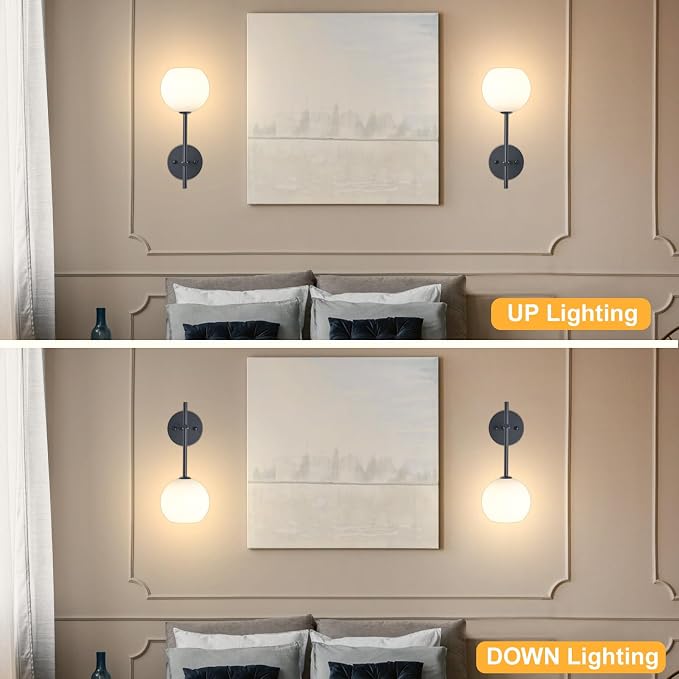 Black Battery Operated Wall Sconces Set of 2, Rechargeable Wireless Wall Lights - Image 5
