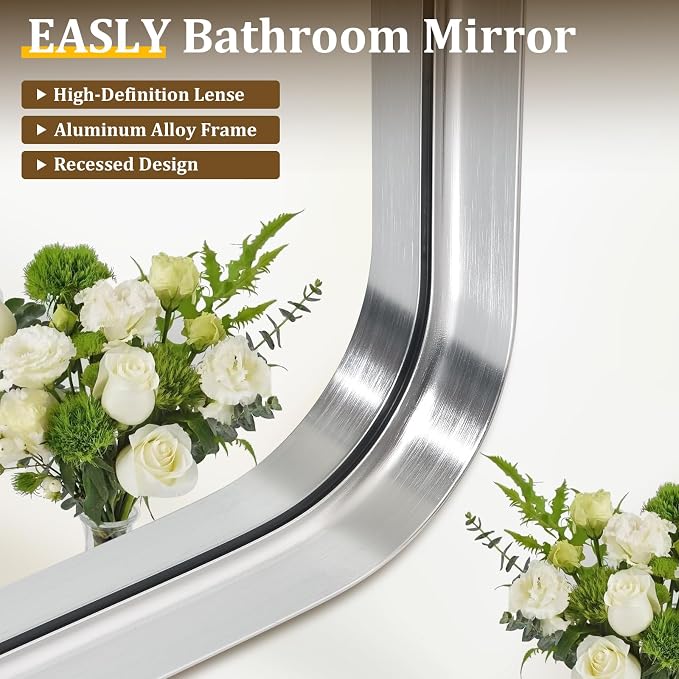 30"x 30" Silver Bathroom Mirror - Image 6
