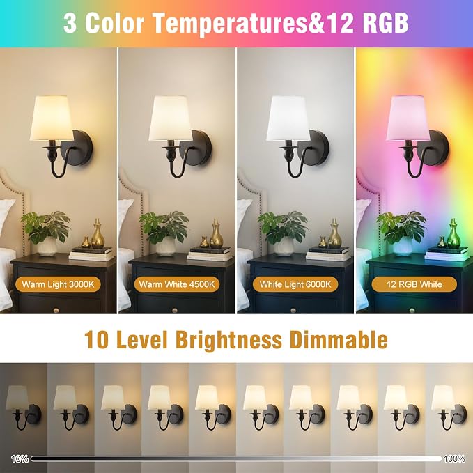 Battery Operated Wall Sconce Set of 2, Rechargeable Wall Sconce - Image 2