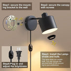 LIGHTESS Plug in Wall Sconces Set of 2 - Image 6