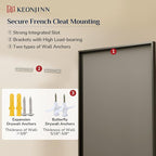 Keonjinn 48" x 36" Large Black Bathroom Mirror, Aluminum Alloy Frame Rustproof - Image 8