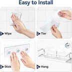 YASONIC Shower Caddy Adhesive, No Drill Bathroom Shower Organizers, - Image 8