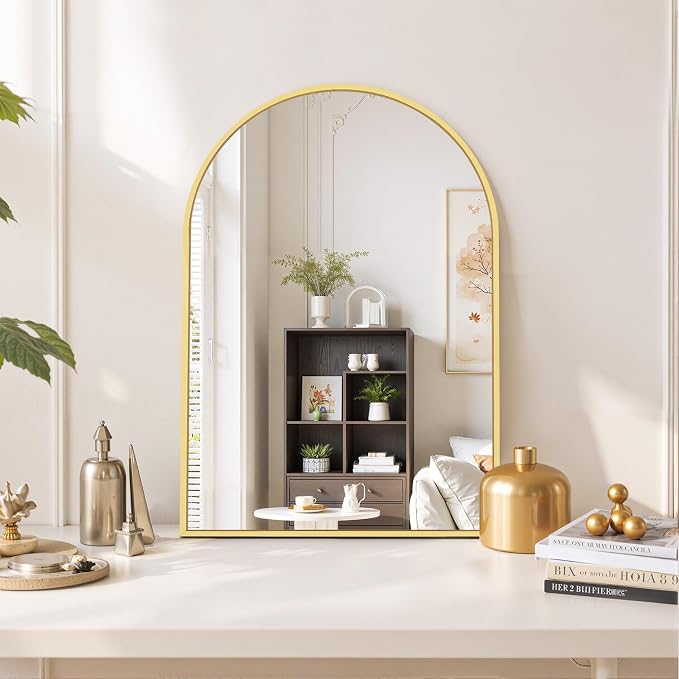 Arched Wall Mirror 30x20 Inch Gold Bathroom Vanity Mirror - Image 6