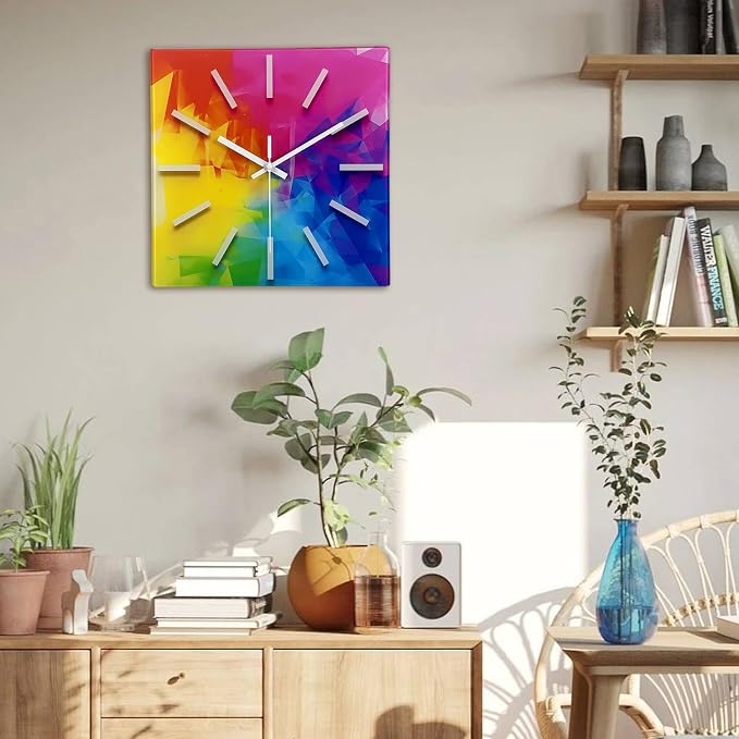 Square Glass Wall Clock Silent Analog Wall Clocks Battery Operated 12 Inch - Image 4