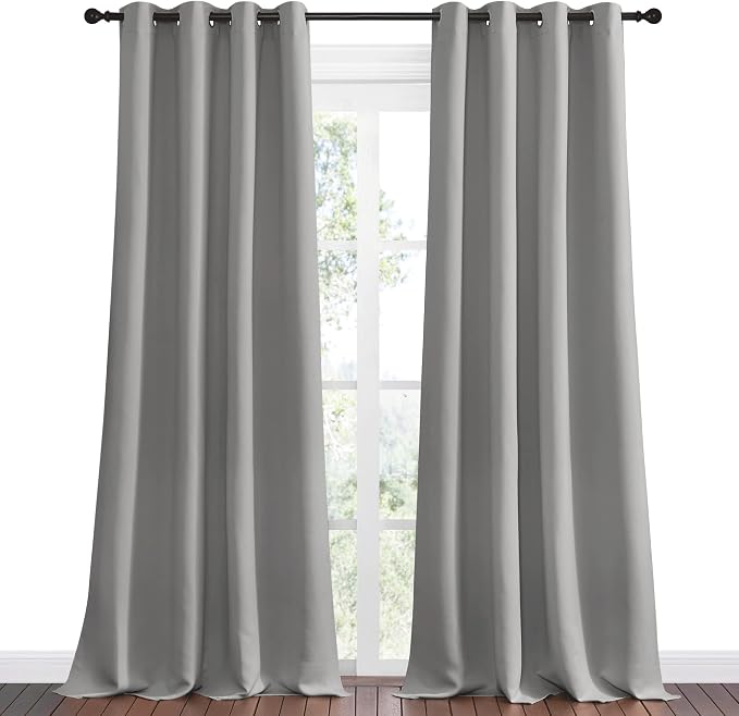 NICETOWN Silver Grey Room Darkening Curtain Panels 96" Long - Image 2