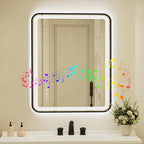 32x40 Inch Black Framed LED Bathroom Mirror by Unknown