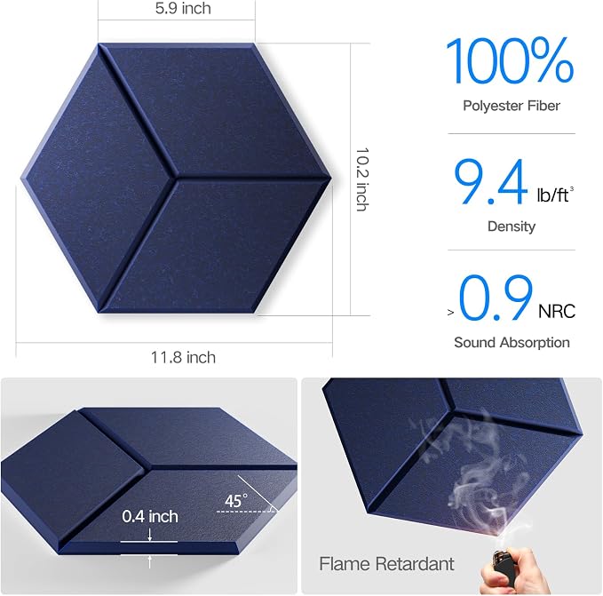 16 Pack Self-Adhesive Acoustic Panels 12" X 10" X 0.4" - Image 3