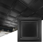 Art3d 48-Pack PVC Drop Ceiling Tiles, 2ft x 2ft, Deep Black by Art3d