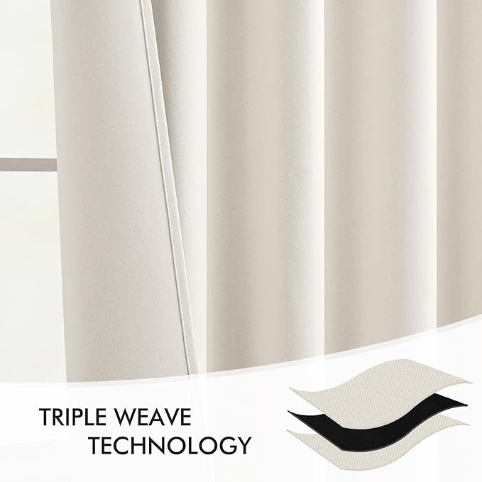 MIULEE Ivory Back Tab Blackout Curtains 108 Inch Long 2 Panels Set - Image 7