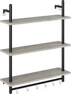 Bestier 3 Tier Industrial Pipe Shelving, Floating Book Shelves - Image 9