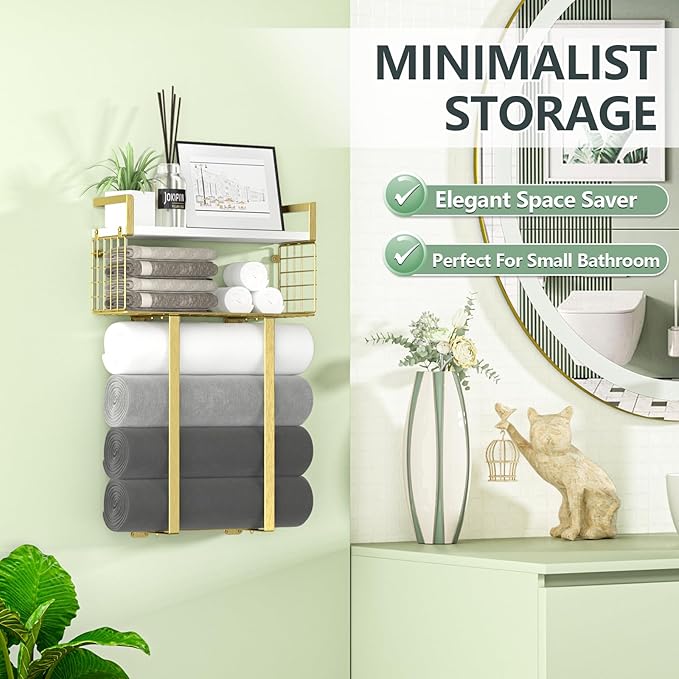 Towel Racks for Bathroom, Bathroom Shelf Over Toilet, Floating Shelves - Image 7
