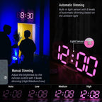 KOSUMOSU Pink LED Clock 3D Wall Clock 9.7" Table Clock - Image 3