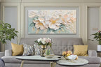 Anolyfi White Textured Flowers Large Canvas Wall Art - Image 6