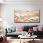 YJYart Canvas Wall Art Gold Living Room Decor Pink Canvas Art Room Decor - Image 2