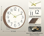 Vintage Wall Clock 14 Inch Quartz Silent Non-Ticking Analog Clock Battery - Image 3