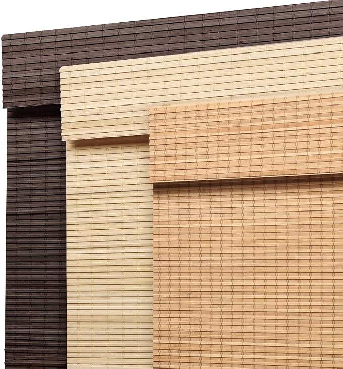 SEEYE Cordless Bamboo Roman Shades, Roll Up Blind Privacy Shade - Image 2