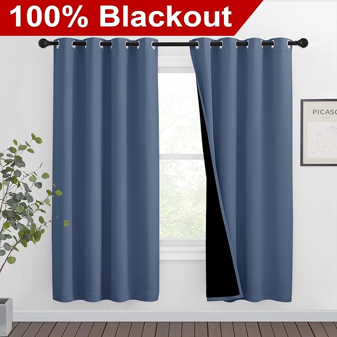 NICETOWN Full Shade Curtain Panels 72 inches Long, Pair of Energy Smart & Noise - Image 2
