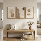 Framed Neutral Abstract Boho Wall Art Bedroom, 3 Piece Brown Black Botanical - Image 8