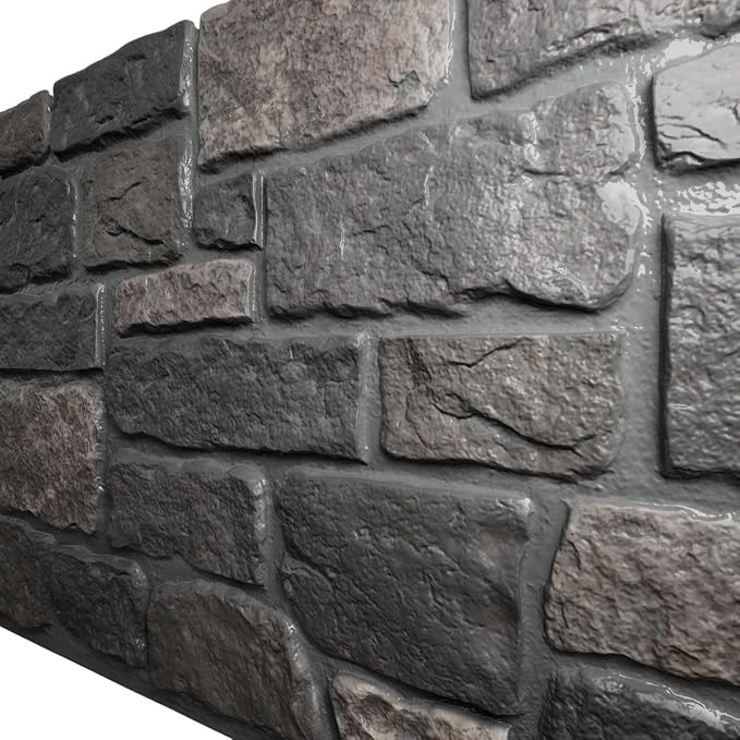EverStone Cobblestone Faux Stone Panel, Charcoal Color - Image 7