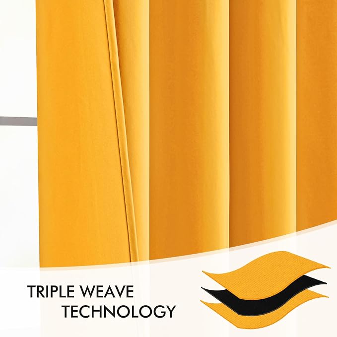 MIULEE Yellow Back Tab Blackout Curtains 84 Inch Length 2 Panels Set - Image 7