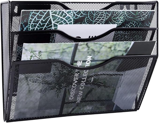 EASEPRES 3 Pocket Mesh Hanging Wall File Organizer, Wall Mounted Mail Paper - Image 4