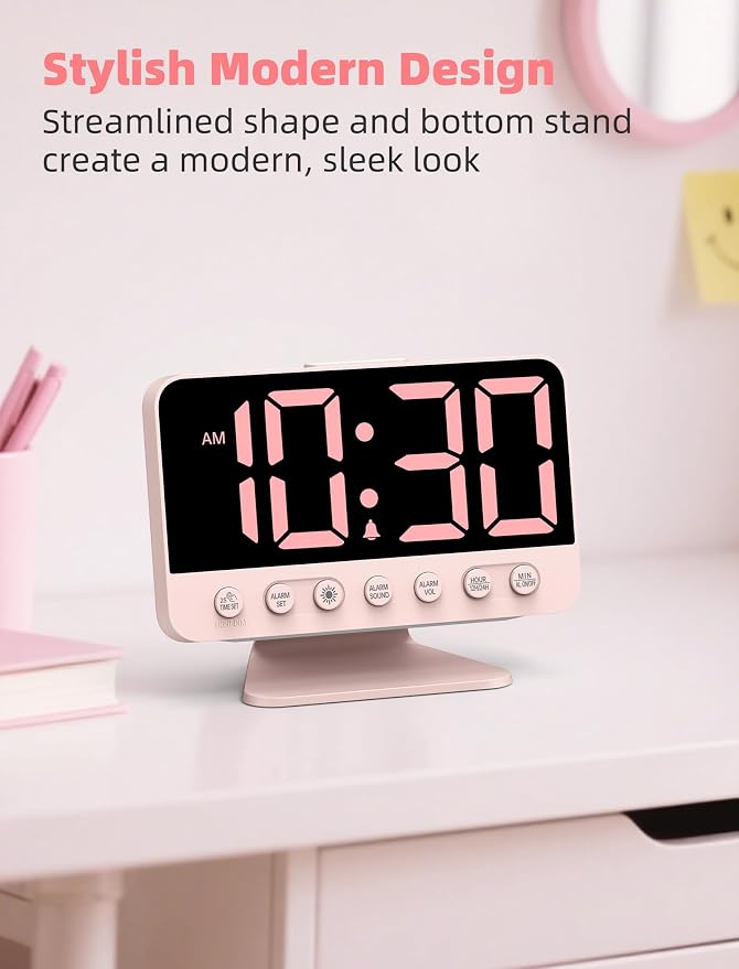 Odokee Digital Alarm Clocks for Bedrooms: Large Bold Number 5 Brightness Dimmer - Image 8