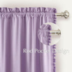 NICETOWN Lilac Purple Velvet Curtains 96 Inch Length – Pom Pom Room Darkening - Image 5