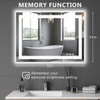 DUMOS 24.1"x32.1" LED Bathroom Mirror, Smart Anti-Fog Bathroom Vanity Mirror - Image 2