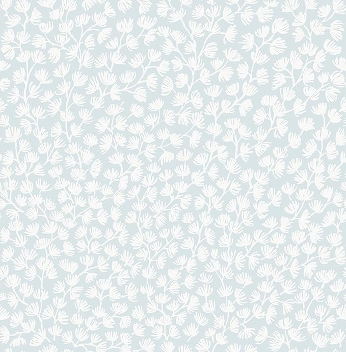 NuWallpaper x Society Social Sea Fern Blue Mist Peel and Stick Wallpaper by NuWallpaper