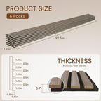 EVERECO 6 Pack Wood Slat Acoustic Wall Panels 92.5" × 7.87", 3D Sound Absorbing - Image 2