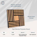 WoveN SounD Artisan Acoustic Wall Panels, 16 Pack 12x12 Inch, PVC Wood Grain - Image 3