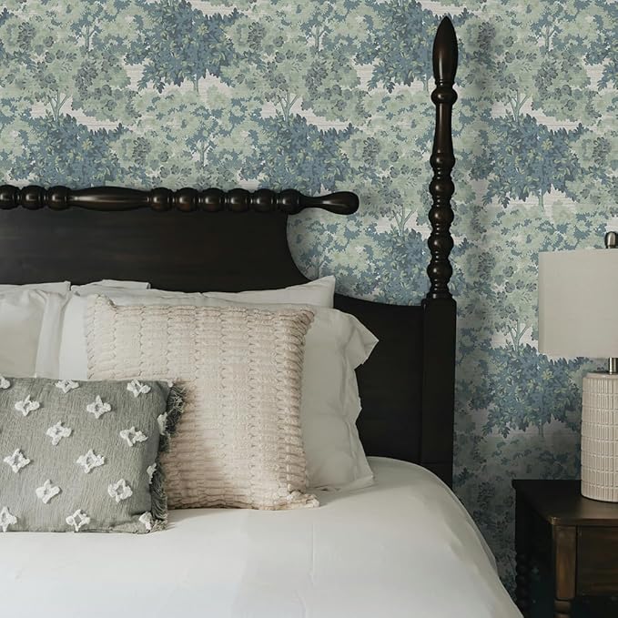 Tempaper Textured Green Canopy Toile Faux Grasscloth Removable Peel and Stick - Image 4