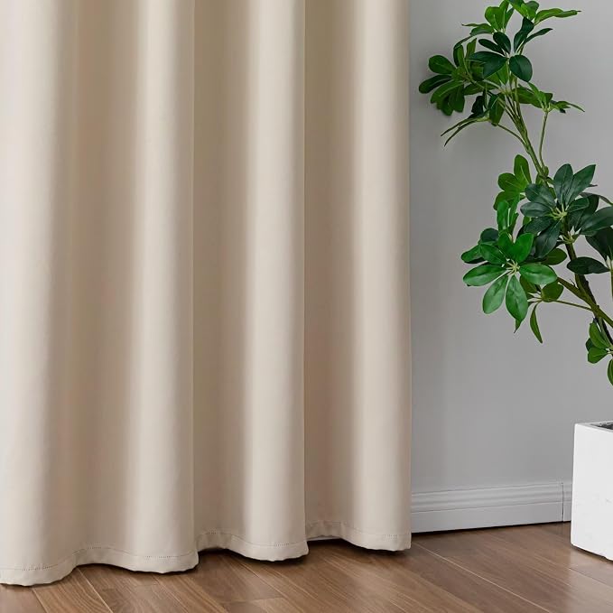 IGEMAEVE Beige Curtains 108 Inch Length 2 Panels Set, Light Filtering Curtains - Image 5