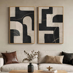 Large Framed Modern Neutral Abstract Wall Art, Geometric Pictures by Cuspin