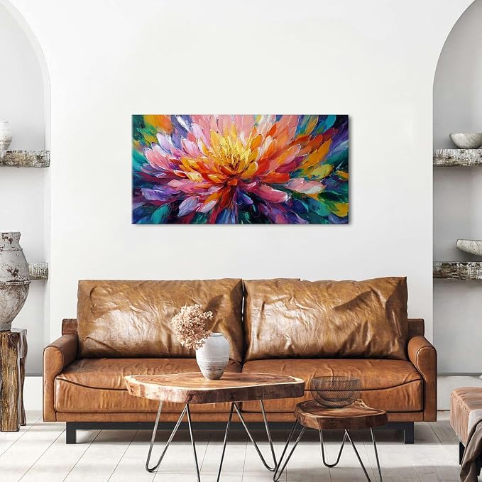 Abstract Lotus Wall Art Zen Wall Decor Large Colorful Lotus Flower Pictures - Image 4