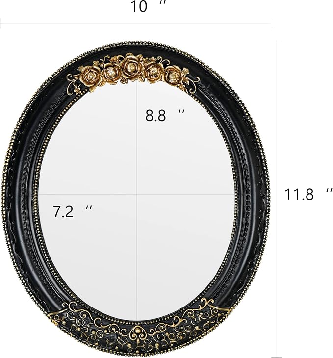Oval Resin Vintage Mirror, Wall Mounted Decorative Mirror - Image 3