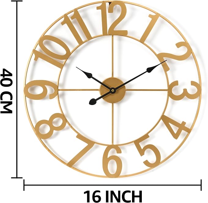 Sorbus Gold Metal Wall Clock - Image 3