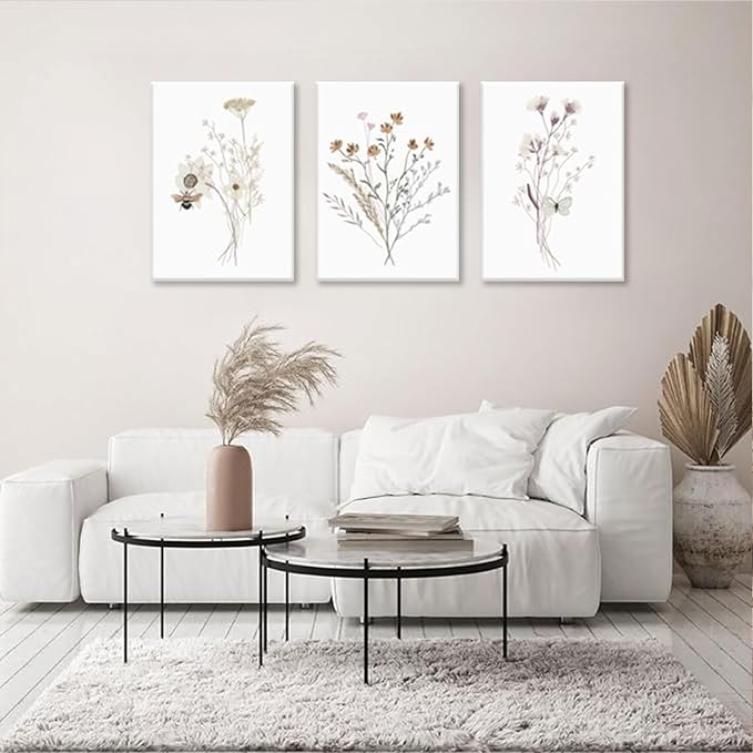 Bwodke Framed Wildflower Wall Art Butterfly Bee Botanical Floral Poster Canvas - Image 8