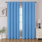 CUCRAF Light Blue Blackout Curtains 108 inch Length 2 Panels Set, Rod Pocket by CUCRAF