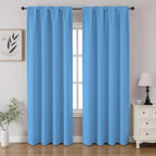 CUCRAF Light Blue Blackout Curtains 96 inch Length 2 Panels Set, Rod Pocket by CUCRAF