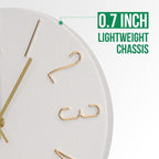 Wall Clock 12 Inch Silent Non-Ticking Imitation Wood Indoor Clock Round White - Image 4