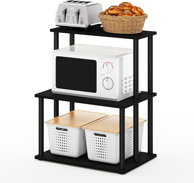 Furinno Turn-N-Tube 3-Tier Toolless Kitchen Storage Shelf, Americano/Black - Image 5