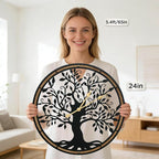 Micasso Farmhouse Large Wall Clock: 24 Inch Rustic Tree of Life Metal - Image 2