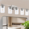 5 Light Bathroom Vanity Light Fixtures, Brush Nickel Modern Wall Lights by A1A9