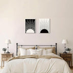 Hwetui Framed Boho Sun Wall Art Set of 2 Black and White Minimalist Sunrise - Image 6