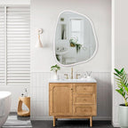 White Irregular Oval Wall Mirror Large 26"x18" Inches Asymmetrical Mirror - Image 6